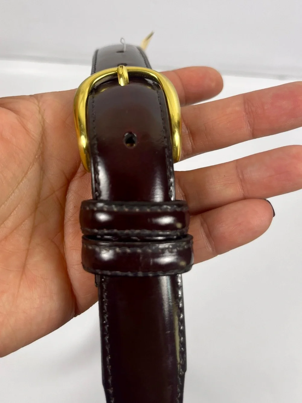 NWOT Classic Brown Split Cowhide Leather Dress Belt Gold Brass Buckle Men 34 -